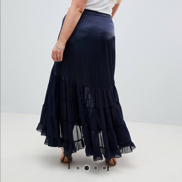 NWT ASOS CURVE Satin Mix Tiered Maxi Skirt sz 20 - Picture 3 of 5